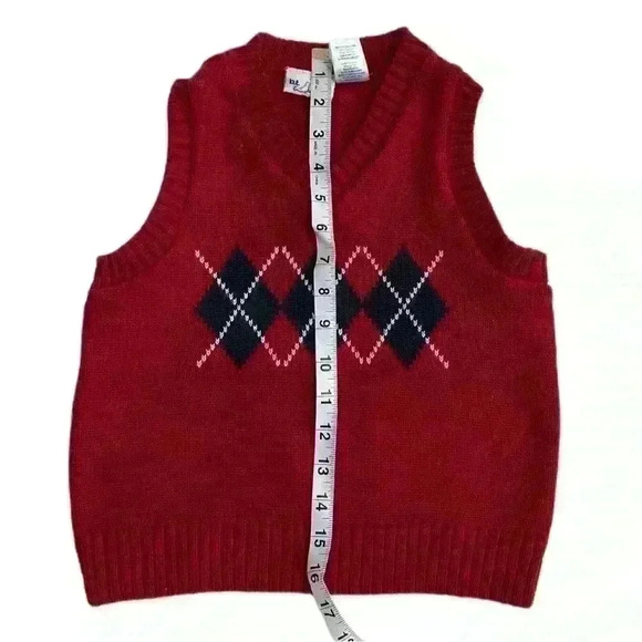 BT Kids Boys Sweater Vest Cable Knit Red V-Neck size 6 - Picture 5 of 6